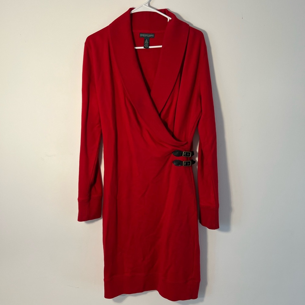 Ralph Lauren Red Sweater Dress with Buckles- Great Holiday Piece!